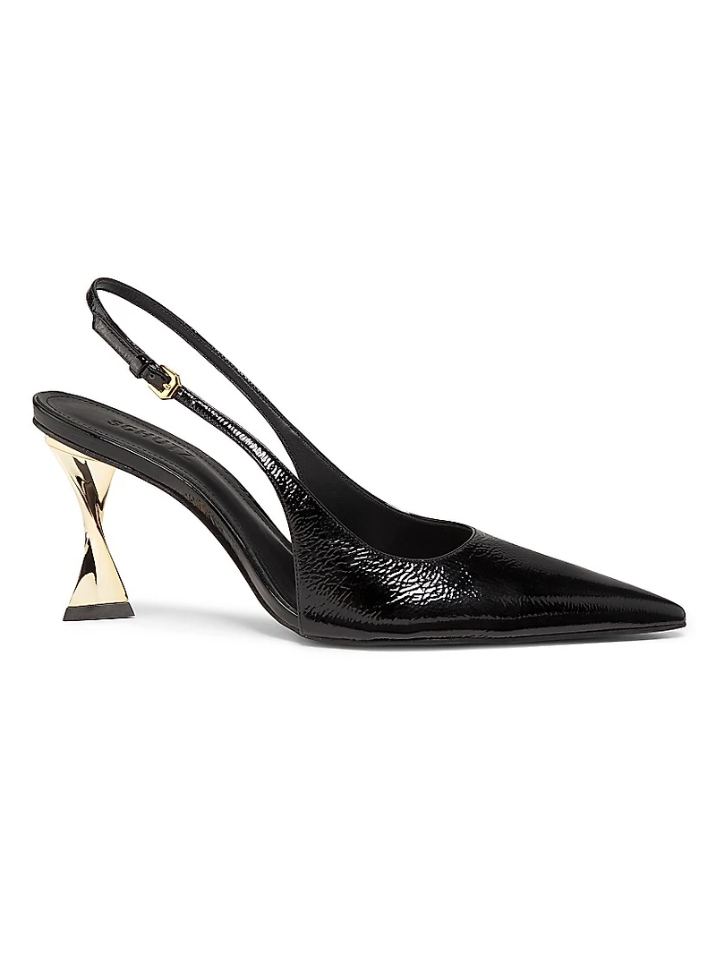 Elisha 90MM Patent Leather Slingback Pumps