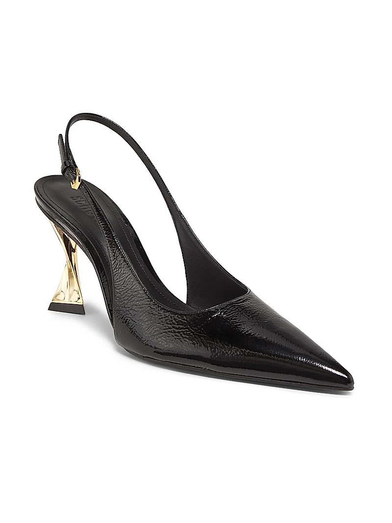 Elisha 90MM Patent Leather Slingback Pumps