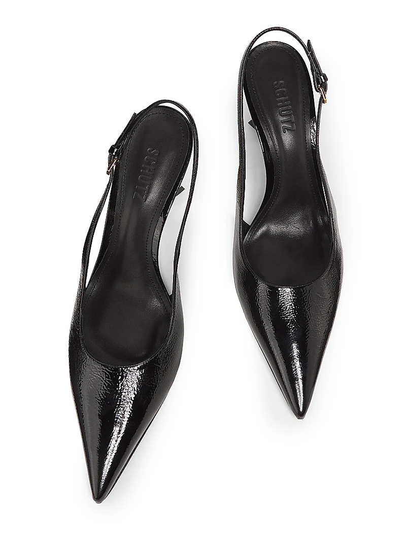 Elisha 90MM Patent Leather Slingback Pumps