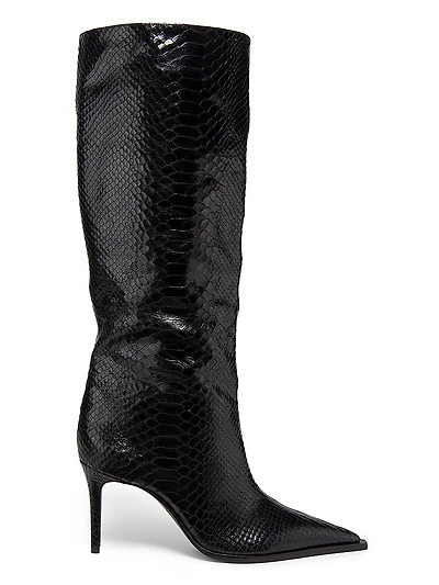 Mary Up 80MM Snake-Embossed Leather Boots
