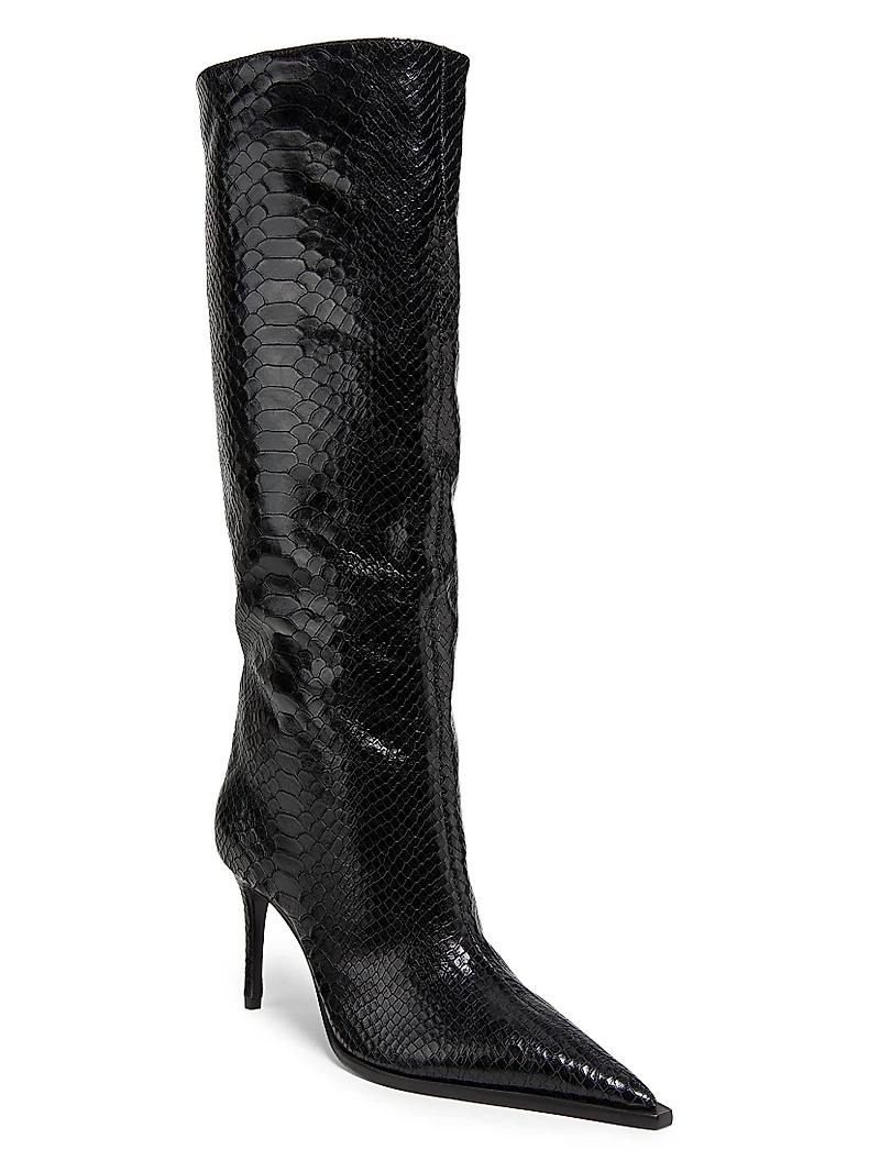 Mary Up 80MM Snake-Embossed Leather Boots
