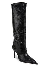 Mary Up 80MM Snake-Embossed Leather Boots