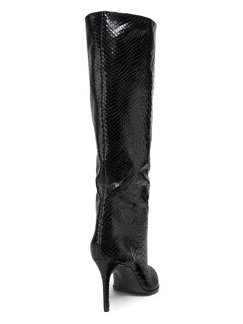 Mary Up 80MM Snake-Embossed Leather Boots