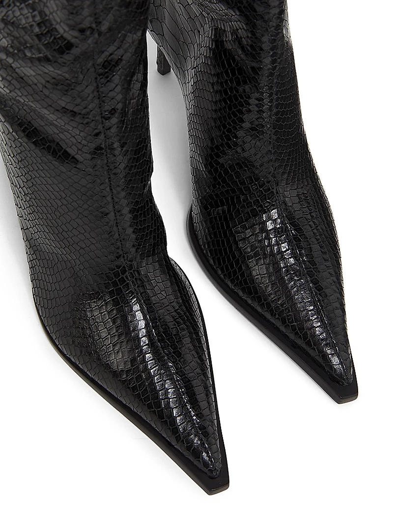 Mary Up 80MM Snake-Embossed Leather Boots