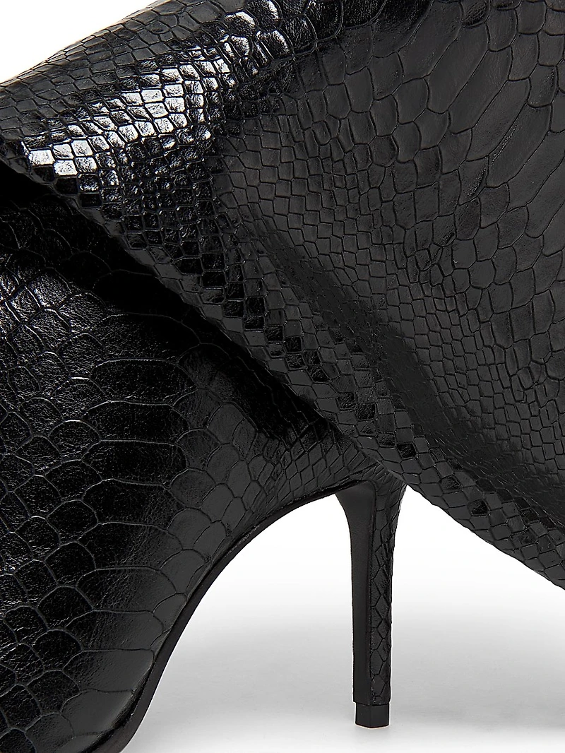 Mary Up 80MM Snake-Embossed Leather Boots