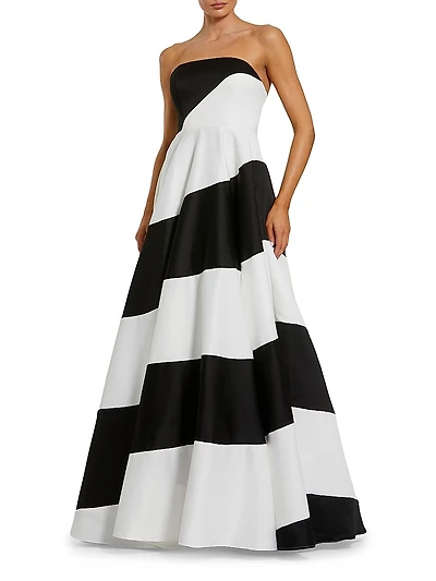Striped Bandeau Fit & Flare Gown
