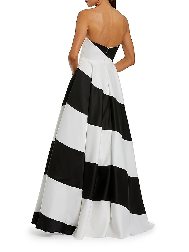 Striped Bandeau Fit & Flare Gown