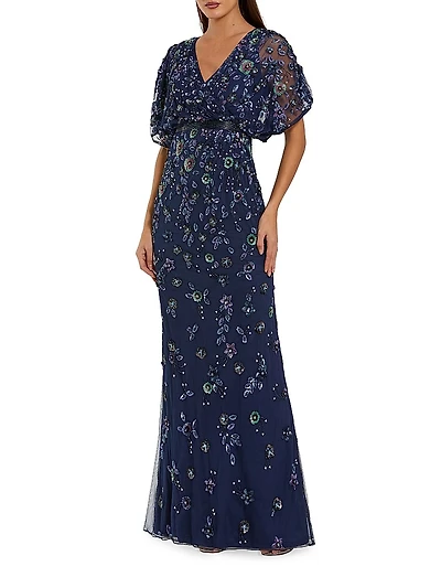 Floral Embellished A-Line Gown