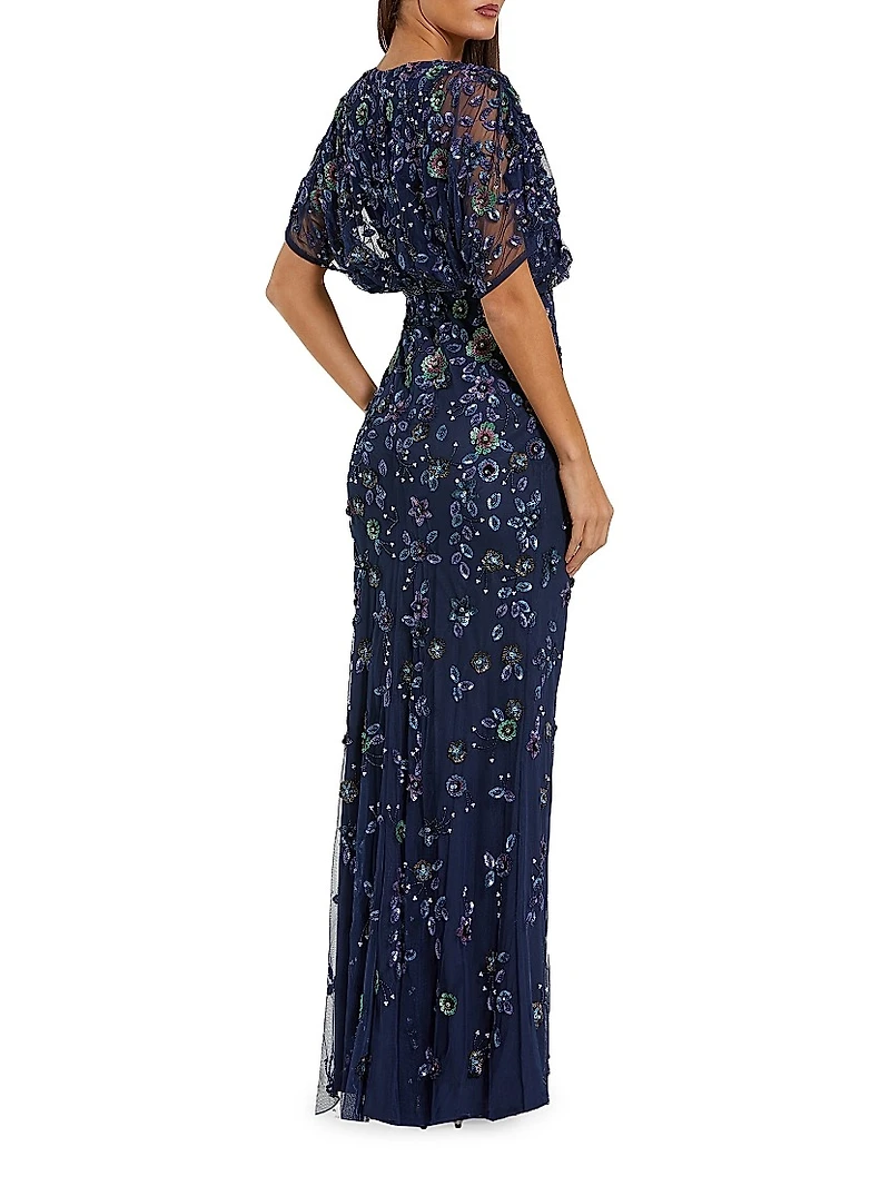 Floral Embellished A-Line Gown