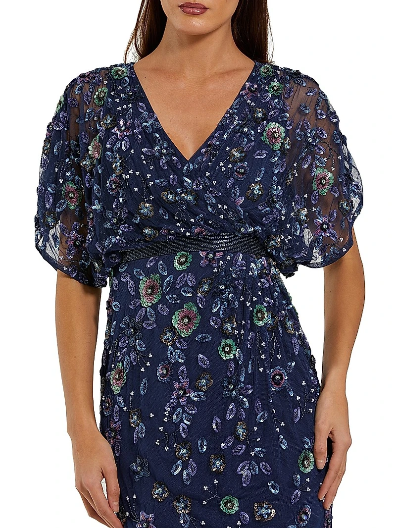 Floral Embellished A-Line Gown