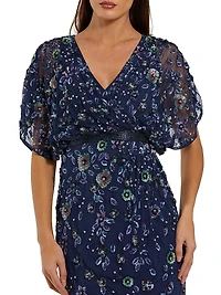 Floral Embellished A-Line Gown