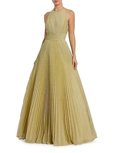 Shimmering Pleated Georgette Gown