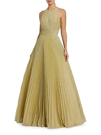 Shimmering Pleated Georgette Gown
