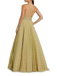 Shimmering Pleated Georgette Gown