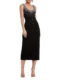 Beaded Jersey Midi-Dress