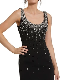 Beaded Jersey Midi-Dress