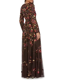 Sequin-Embellished A-Line Gown
