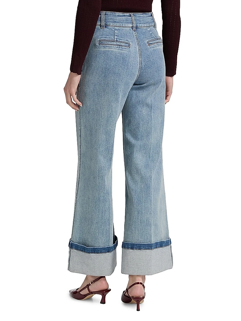 Raquel Crystal Stud High-Rise Wide-Leg Jeans