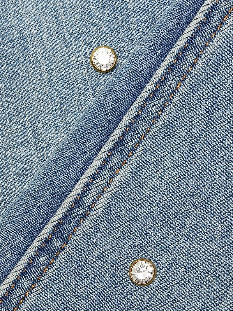 Raquel Crystal Stud High-Rise Wide-Leg Jeans