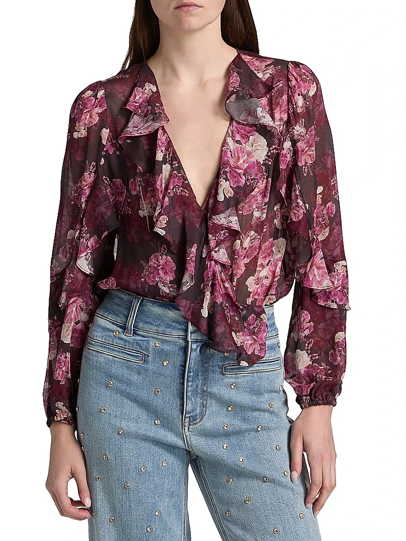 Nikali Floral Wrap-Style Bodysuit