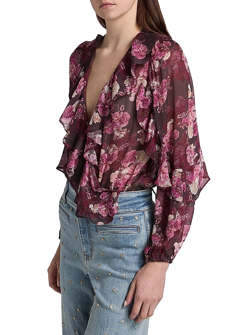 Nikali Floral Wrap-Style Bodysuit