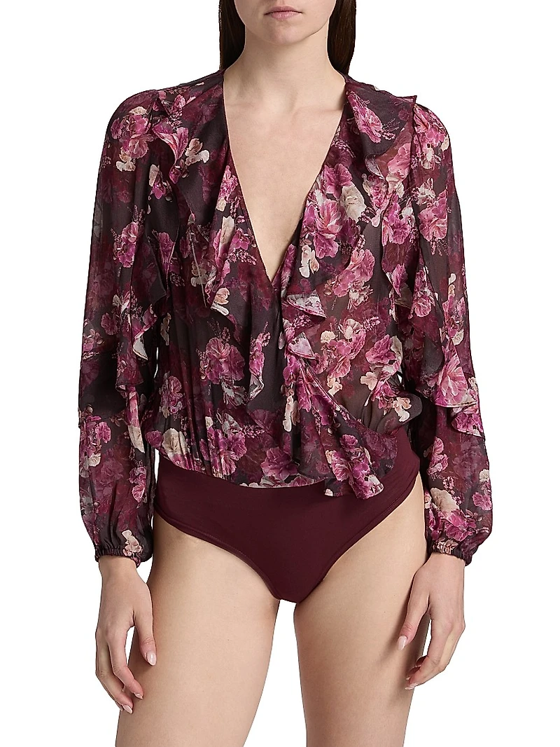 Nikali Floral Wrap-Style Bodysuit