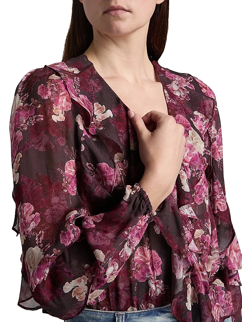 Nikali Floral Wrap-Style Bodysuit