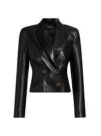 Aytul Faux Leather Blazer