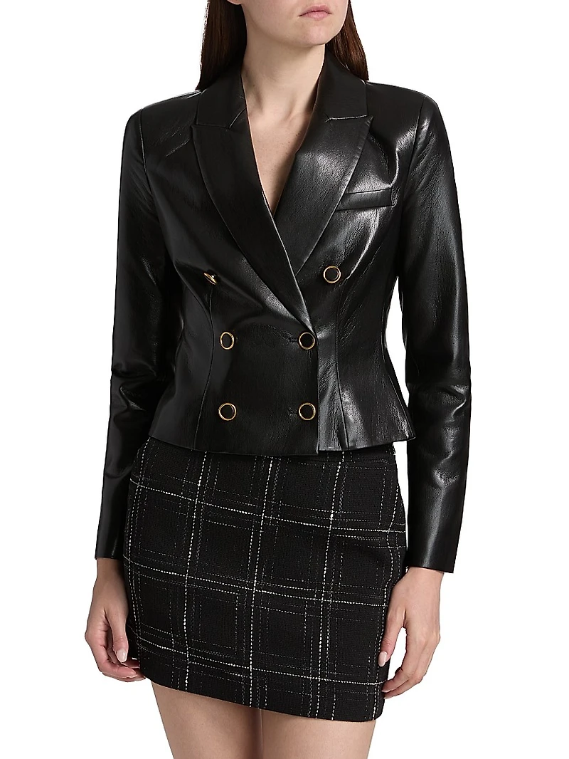 Aytul Faux Leather Blazer