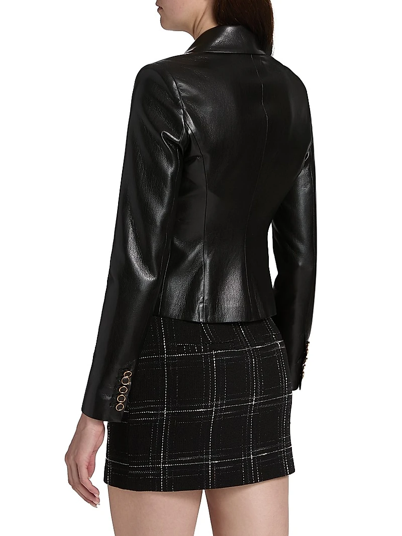 Aytul Faux Leather Blazer