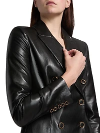 Aytul Faux Leather Blazer