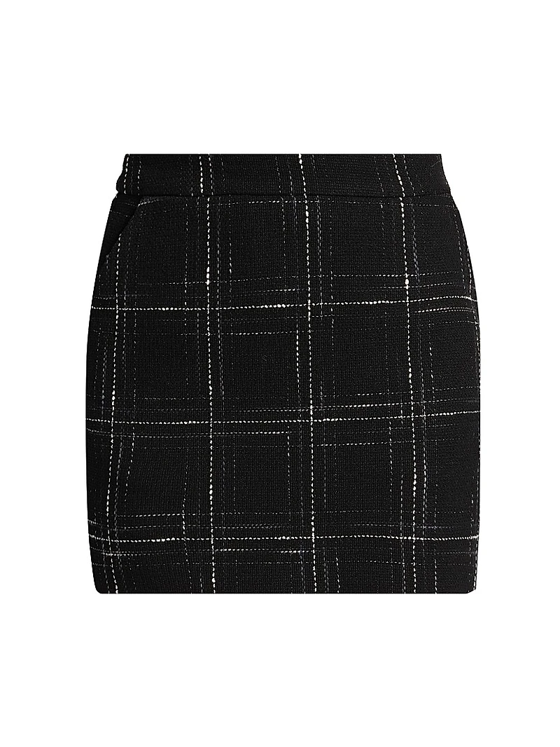 Kendra Windowpane Tweed Miniskirt