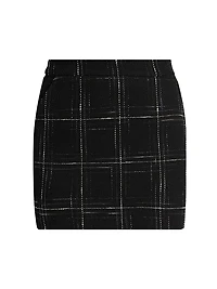 Kendra Windowpane Tweed Miniskirt