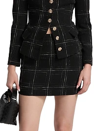 Kendra Windowpane Tweed Miniskirt