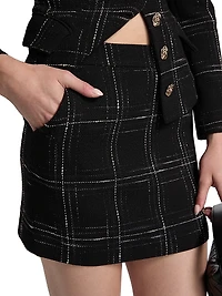 Kendra Windowpane Tweed Miniskirt