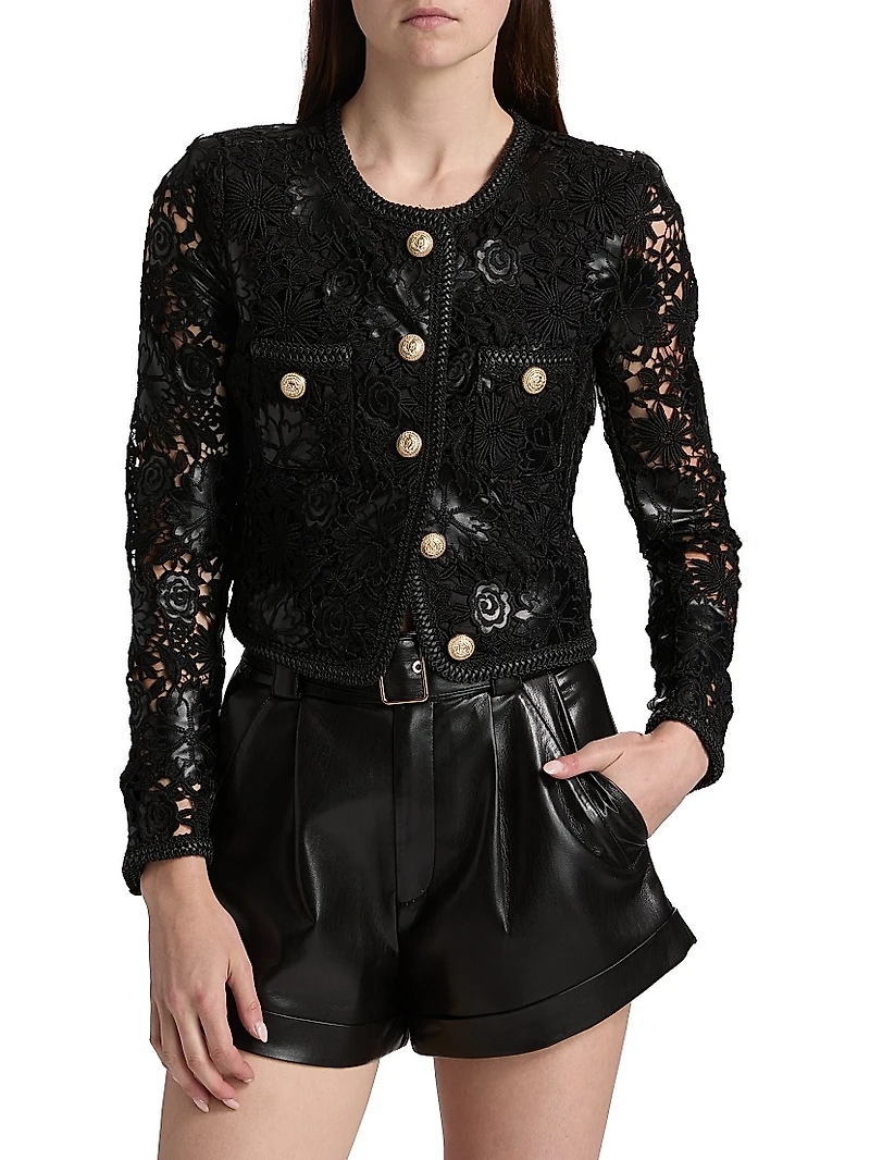 Amber Lace Faux Leather Jacket