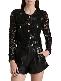 Amber Lace Faux Leather Jacket