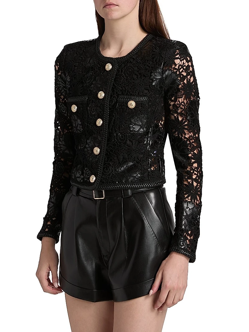 Amber Lace Faux Leather Jacket