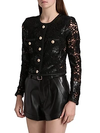 Amber Lace Faux Leather Jacket