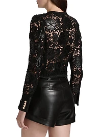 Amber Lace Faux Leather Jacket