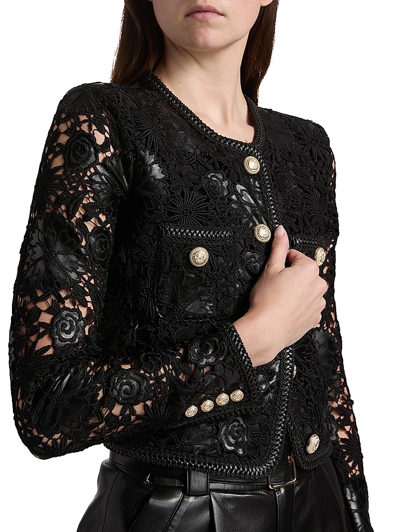 Amber Lace Faux Leather Jacket