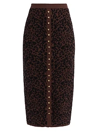 Primrose Leopard Jacquard Knit Midi-Skirt