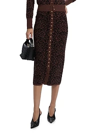 Primrose Leopard Jacquard Knit Midi-Skirt