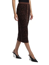 Primrose Leopard Jacquard Knit Midi-Skirt