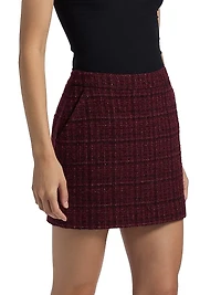 Kendra Cotton-Blend Metallic Tweed Miniskirt