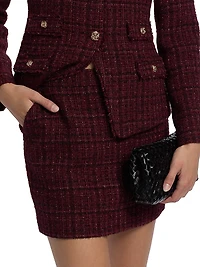 Kendra Cotton-Blend Metallic Tweed Miniskirt