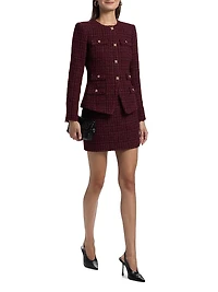Kendra Cotton-Blend Metallic Tweed Miniskirt