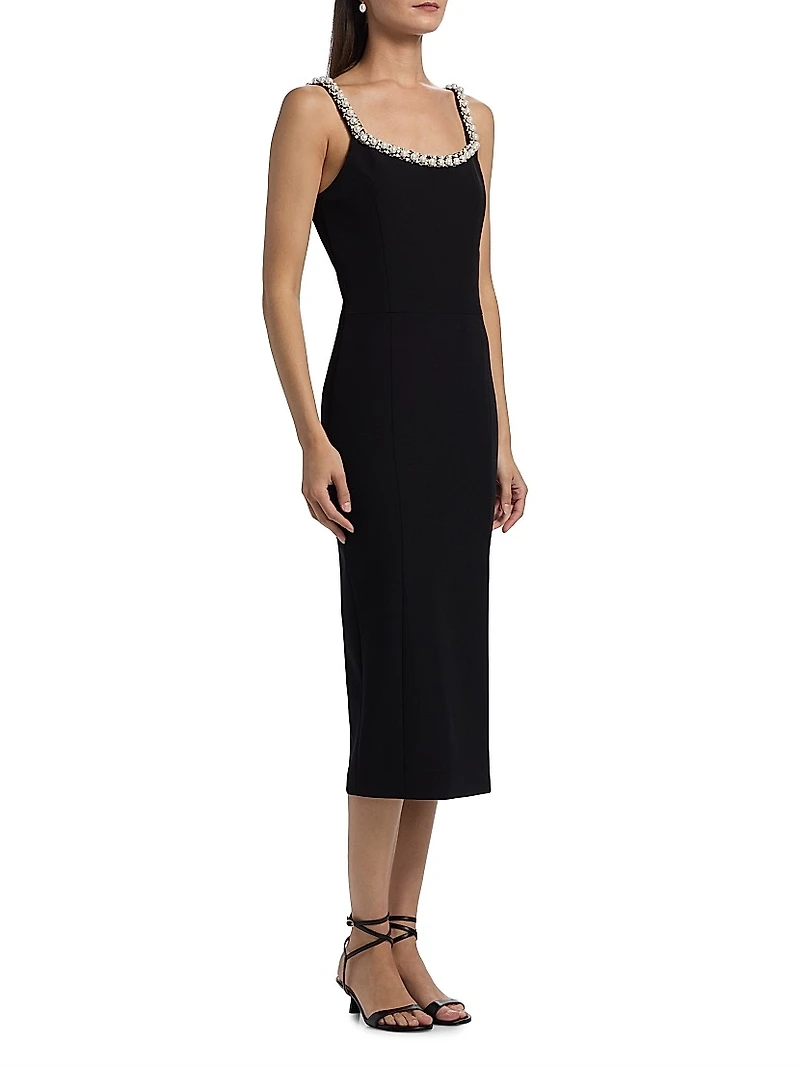 Prague Faux-Pearl-Embellished Stretch-Crepe Midi-Dress
