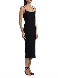 Prague Faux-Pearl-Embellished Stretch-Crepe Midi-Dress