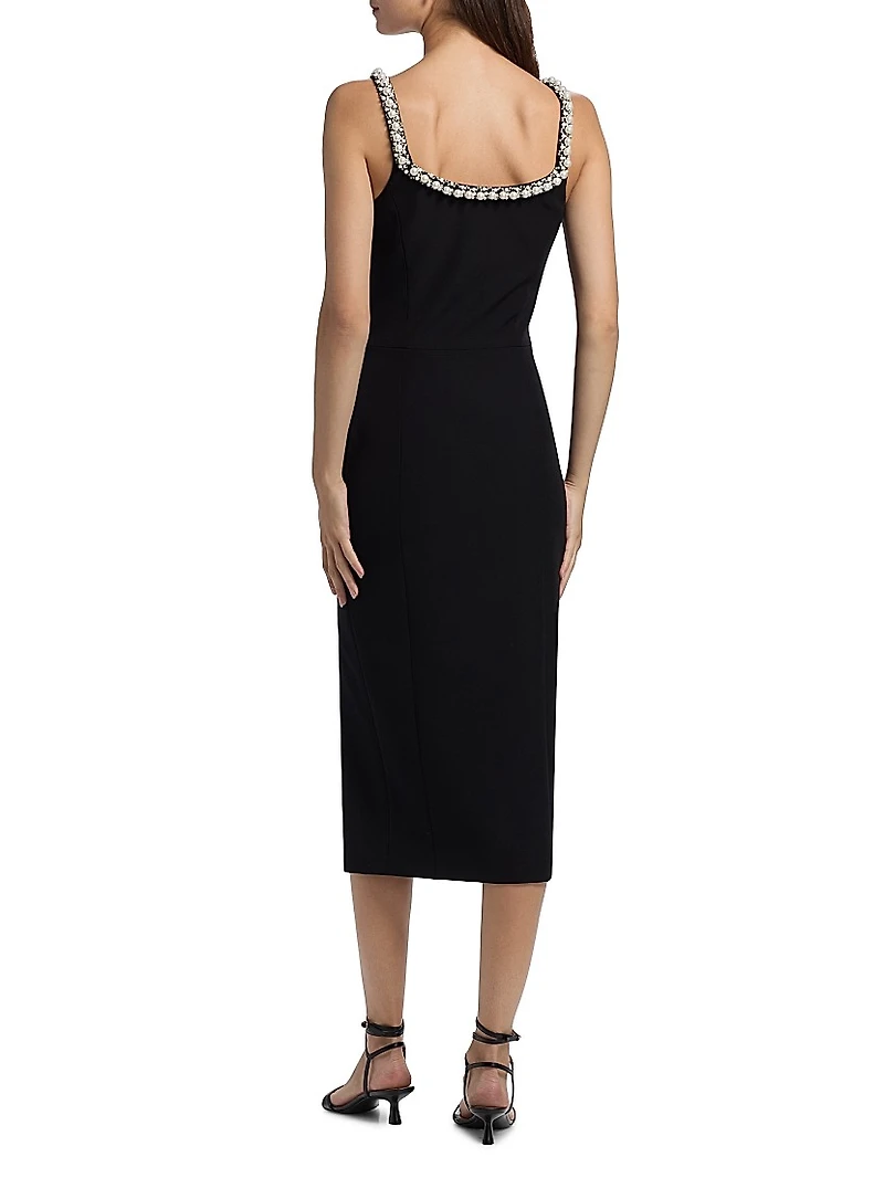 Prague Faux-Pearl-Embellished Stretch-Crepe Midi-Dress